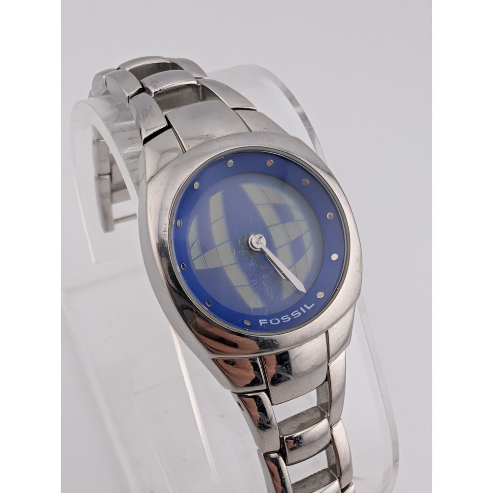 Fossil Big Tic Women's ES-9846 Animated Dial Silver 5.5" Band- New Battery